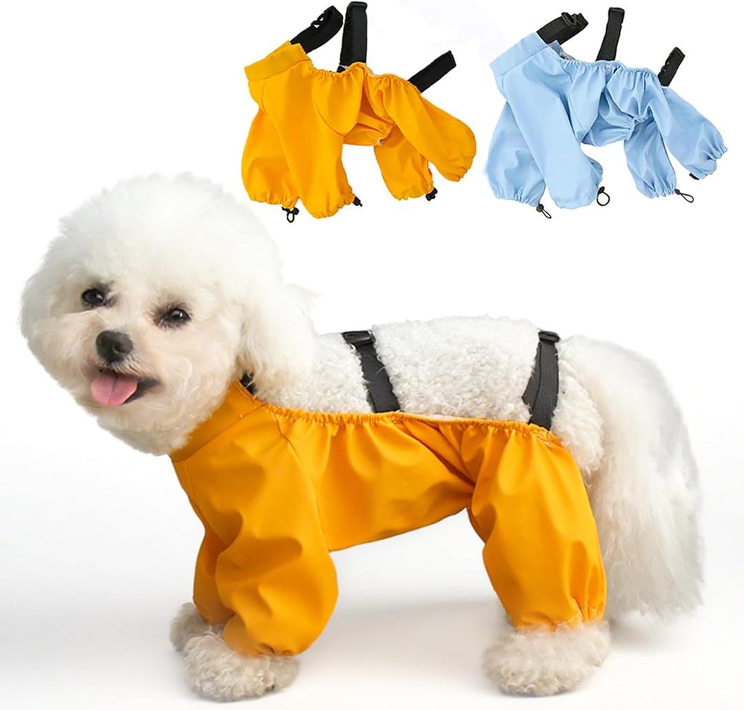 Anti-Dirt Dog Pants for Small Dogs Pet Dust Pants Waterproof Puppy Leg Covers Outdoor Walking Dog 4 Leggings for Small Medium Doggy Yellow,M (M(Neck*Chest *Back:11.4*17.7*11.4"))