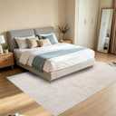 ABREEZE Soft Fluffy High-Low Rainbow Pattern Area Rugs 5'x7' Non Slip Washable Modern Geometric Rug Abstract Carpet for Living Room Bedroom Dining Room Nursery, Beige