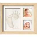 Baby Hand and Footprint Kit - Quick Dry Clay Baby Footprint Kit, Pets Paw, Newborn Keepsake Picture Frame for Boys, Girls, Personalized New Mom Gifts for Shower & Registry, Mother's Day (Ash Wood)