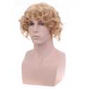 BERON Mens Blonde Wig Layered Curly Blonde Male Wig for Halloween Cosplay Synthetic Wig (New Blonde)