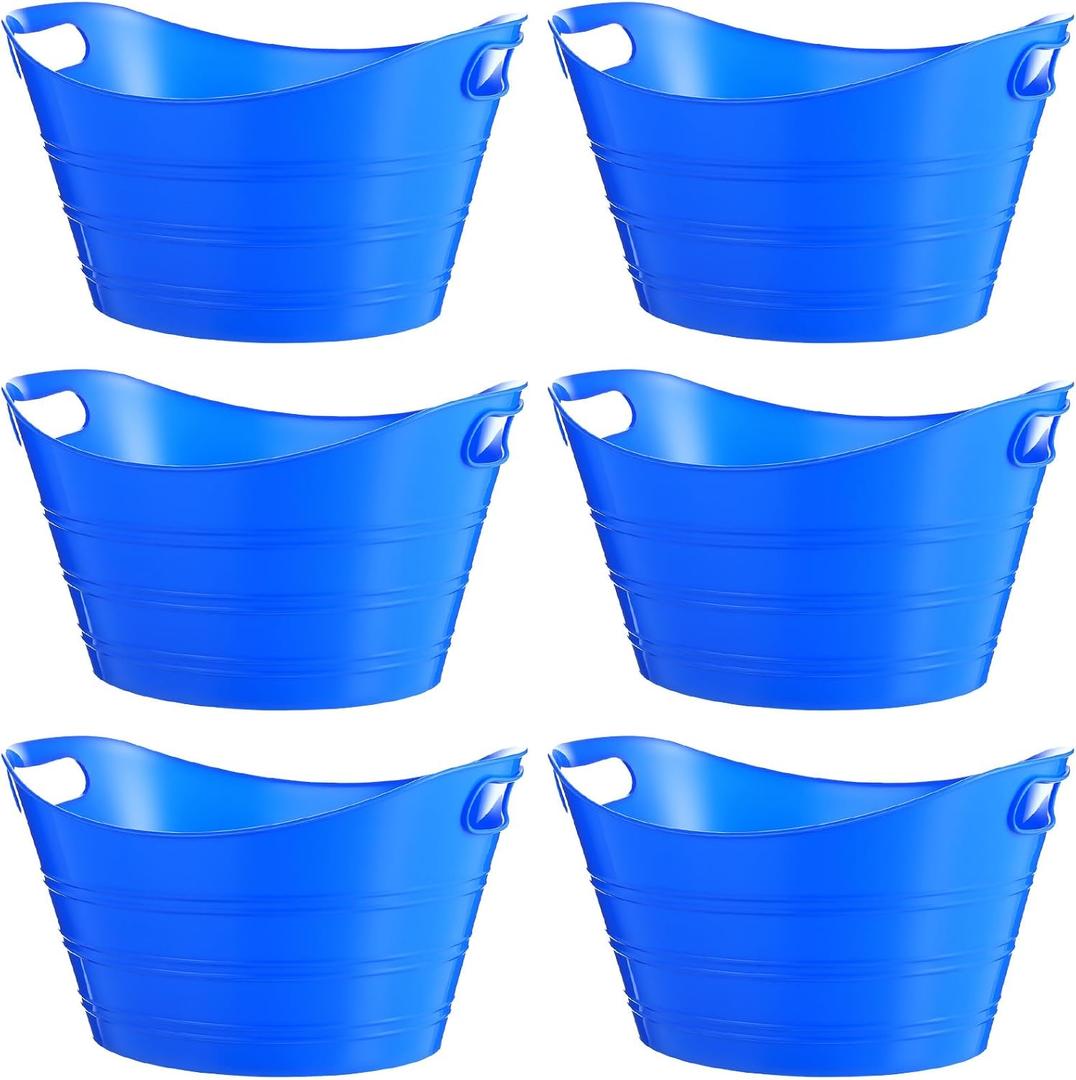 Patelai 6 Pcs Plastic Ice Buckets with Handles, 7 Liter, Blue