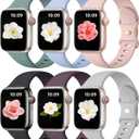 Maledan 6 Pack Bands Compatible for Apple Watch Band 38mm 40mm 41mm 42mm 44mm 45mm 46mm 49mm Women Men, Soft Silicone Sport Band Strap for iWatch Apple Watch Series 11 10 9 8 7 6 5 4 3 2 1 SE Ultra (Gray/ Lilac/ Black/ Pine Green/ Pink Sand/ Smoke Violet)