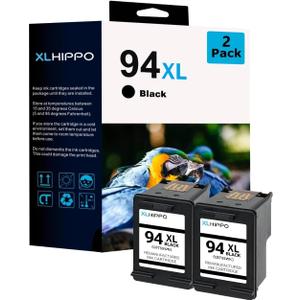94 Ink Cartridge Replacement for HP 94 Black Ink Cartridge Compatible for HP OfficeJet H470 100 150 DeskJet 5740 460 PSC 1610 1600 PhotoSmart B8330 Printer (2 Pack High Yield 94XL Black C8765WN)