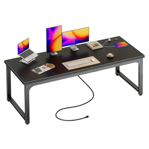 Huuger 63 x 24 inch Desk with Power Outlets & USB-C, Deeper & Thicker Desktop, Robust Metal Tubes, Computer Desk, Heavy Duty Office Desk, Work Gaming Desk, for Home Office, Black