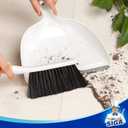 MR.SIGA Dustpan and Brush Set, Portable Cleaning Brush and Dustpan Combo with Bamboo Handle, White, 1 Set