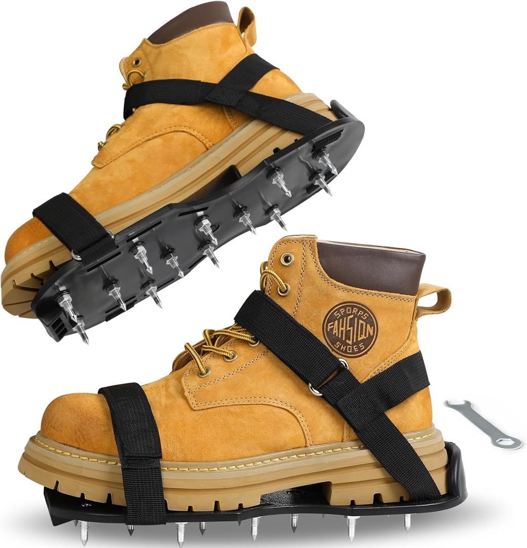 Satisure Epoxy Floor Spiked Shoes with 1" Short Spikes (Fully Assembled) - Non-Slip Adjustable Straps for Self-Leveling Floors, Garage Coating & Overlays, Cover Installation (Black, 1 Pair)