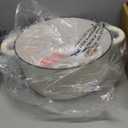 Overmont Enameled Cast Iron Dutch Oven 7QT, White 