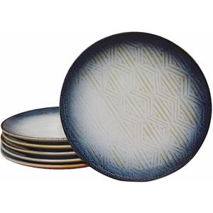 10.5 Stoneware Coupe Dinner Plates with Reactive Glaze Finish, Dishwasher Microwave Oven Safe, Ceramic and Round, Perfect for Salad, Dessert, Steak, Pasta (set of 6) (10.5" reactive glaze plates)
