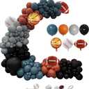 175 Pcs Balloon Arch Garland Kit,Slate Blue Retro Burnt Orange Balloons with Baseball Rugby Basketball Foil Balloons for Birthday Party,Games,Celebration,Wedding,Engament,Baby Shower