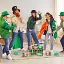 37 Pcs St. Patrick's Day Party Game Knockdown Can Set, 2 in 1 Bean Bag Toss and Slingshot Shooting Game with Metal Cans Bean Bags Slingshots Foam Balls for Family Gathering Carnival Party