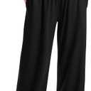 TARSE Women's Wide Leg Casual Loose Pants Yoga Sweatpants Comfy Crossover High Waisted Lounge Pajama Flowy Pants with Pockets (Black, M)