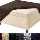 HFCNMY Stretch Square Ottoman Cover Knitted Jacquard Ottoman Cover Washable Square Ottoman Slipcover Storage Ottoman Cover Foot Stool Cover with Elastic Bottom Coffee X-Large