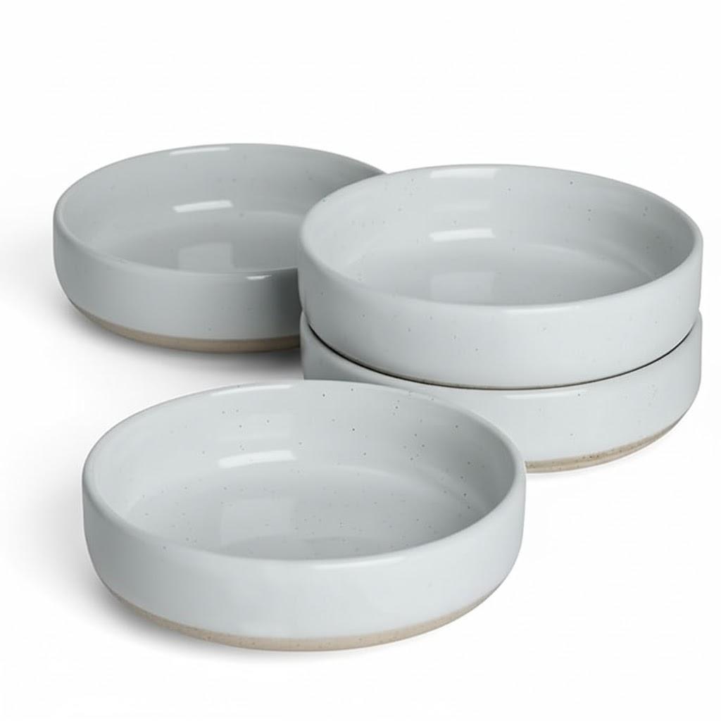 famiware Milkyway Ceramic Soy Sauce Dish, Dipping Bowls Set of 4, Dipping Sauce Bowls/Dishes, 4oz Small Serving Bowls for Side Dishes, Condiment, Sushi, Appetizer, Dessert, White