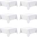 6-Pack White Tablecloths for Square Tables, 70 x 70 Inches, Stain-Resistant Polyester Fabric for 3 Foot Tables - Washable Table Covers for Weddings, Banquets, Birthday Parties, Events