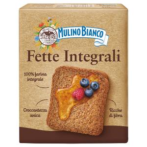 3 x Mulino Bianco Fette Integrali 11.11oz (315g) – Authentic Italian Whole Wheat Toasted Bread – High in Fiber, Perfect for Breakfast, Snacks, and Appetizers – Made with Natural Ingredients and No Palm Oil (EXP 09/25/26)