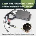 Fit for IDENO 6 Wire Junction Box/Control Box for Power Recliner Lift Chair Operates Up/Down Vibration Massage and Heating (5 Pin 6 Wire)