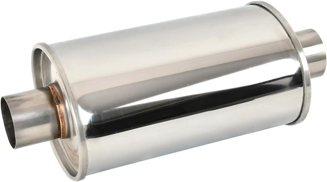 2'' Inch Ultra Quiet Resonator,2" Inlet 2" Outlet Exhaust Resonator,13.8" Overall Length Performance Muffler Resonator T304 Stainless Steel Universal Fitment