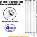Konideke F20T12/WW 20 Watt Soft Warm White, T12 Fluorescent Tube Light Bulb 20W 24 Inch, 2Ft F20T12/DSW/RP Replacement for F20T12 F20T12KB/ECO/RVL F20T12KB/ECO F20T12/SPX30 1250Lm G13 4 Count