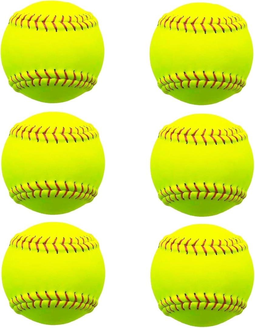 Rarapop Sports Fastpitch Softballs, Official Size and Weight Practice Softball, Unmarked & Leather Covered Training Ball for Games, Practice and Training(Yellow, 12 Inch)