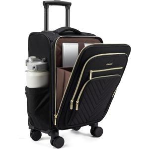 LOVEVOOK Carry On Luggage 22x14x9 Airline Approved,20 Inch Carry On Suitcases with Wheels,Softside Rolling Suitcase with TSA Lock for Women Men,Lightweight Travel luggage (Black-b)