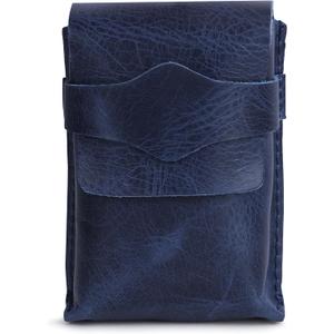 Blue Leather Playing Card Storage Case - Handcrafted Full-Grain Leather Playing Cards Storage Box - Coin Pouch Money Organizer Cases, Fits Poker & Bridge Size Cards, Playing Card Travel Case
