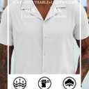 COOFANDY Mens Short Sleeve Shirts Casual Button Down Shirts Cuban Textured Summer Beach Shirts (White, XL)
