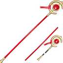Frieren Cosplay Staff, 58" Red & Gold Magic Wand Prop, Assembleable PVC & Foam Cosplay Staff for Halloween, Costume Accessories & Collectors