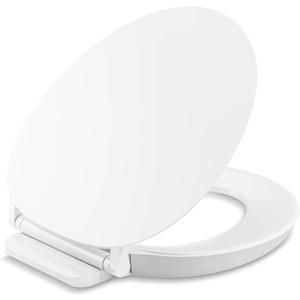KOHLER 57778-GCF-0 Cymbal ReadyLatch Quiet-Close Soft Close Toilet Seat Round, Flexible CoreFlex Material, Wider Toilet Seat Surface, Home Essentials, White with Ice Grey Core Center