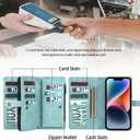 TwoHead Designed for iPhone 13 Wallet Case with Card Holder,Detachable Magnetic Phone Case with Wallet PU Leather Wallet Phone Case for iPhone 13 Case Wallet for Women/Men with Wrist Strap(Blue)