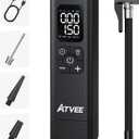 Bicycle Pump, 30s Fast Inflate Bike Pump with Gauge & Digital Display, 150PSI Portable Electric Bike Tire Pump with Presta & Schrader Valves for Road Bike, E-Bike