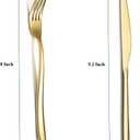 Gold Steak Knives Set 12 Piece, Premium Stainless Steel 6 Dinner Forks and 6 Dinner Knives Set, Steak Knives Steak Forks for 6 Person, Dishwasher Safe (Shiny Gold)