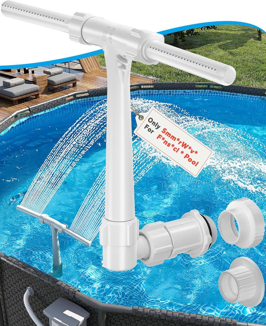 Pool Fountain - Dual Spray Water Fountains Only for Summerwave & for Funsicle Pool, 2-in-1 Adjustable Waterfall Pool Sprinkler Fountain for Cooling Relaxation, Swimming Pool SPA Accessories, Gray