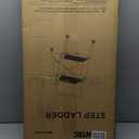 BONTEC 2-Step Ladder, Folding Step Stool, 600lbs Max Load Capacity, Sturdy Steel, Non-Slip Pedals, Lightweight, Portable Steel Ladder with Convenient Handrail, Safety Design for Home & Work, White