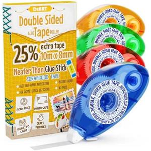 Double Sided Tape Scrapbook Tape Roller, Adhesive Glue Runner, Scrapbooking Journaling Supplies, Must Have Tapes for Paper Art & Craft Card Making Gift Wrapping School Office (4)