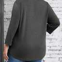 Beautife Womens Plus Size T-Shirts V Neck 3/4 Sleeve Tops Fall Henley Shirts Casual Basic Loose Fit Blouses (Gray, XL Plus)