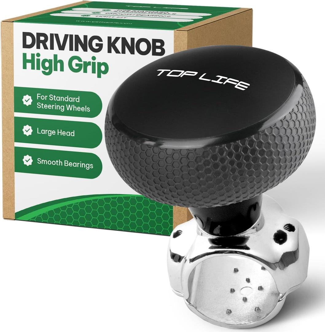 Steering Wheel Knob - Silicone Coated for Extra Grip - Compatible with Any Steering Wheels - Smooth Brodie Suicide Spinner for Car, Tractor, Mower, Boat