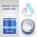 BLUE ELE Vacuum Insulated Thermos Food Jar for Hot Food, 13.5oz, Leak-Proof, Ceramic-Coated Stainless Steel Lunch Container with Folding Spoon, Easy Grip Lid, Deep Blue