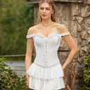 Scarlet Darkness Corset Tops for Women Lace Up Overbust Corset Ruffle Bustier Top (White, M)