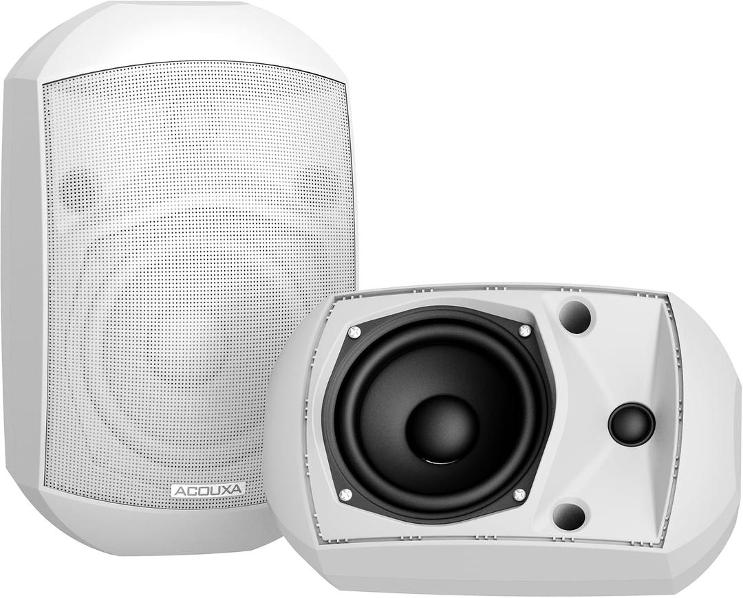5.25 Inch Wall Mount Bluetooth 6.0 Outdoor Speaker,IP66 Waterproof Indoor/Outdoor Sound System,2-Way Woofer & Tweeter,600W Peak Wired Speakers for Pool,Patio,Garage,Home Theater(Pair,White)