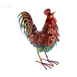 Farmlyn Creek Metal Rooster Decor Yard Art for Garden, Decorative Statue for Indoors, Outdoors, Porch (15 x 16 x 6 in)