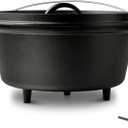 8QT Pre-Seasoned Cast Iron Camp Dutch Oven with Lid, Large Camping Dutch Oven Pot, incl. Lid Lifter - Dual Handles - for Outdoor Campfire, Grill, Oven & Stovetop Cooking-Black