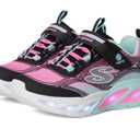 Skechers Kids Girls Cosmic Glow Sneaker, Black/Multi, 13 Little Kid