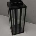 Stainless Steel Lantern 5.5 x 14 Inch Tall Metal Hanging Lanterns with Clear Glass Panels, Indoor & Outdoor Home Decor for Parties & Events - Black Finish