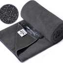 Heathyoga Hot Yoga Towel, Non Slip Yoga Mat Towel with Silicone Grip & Spray Bottle, 72"X26" Yoga Towel, Soft Microfiber Yoga Mat Towel for Hot Yoga, Bikram, Pilates and Fitness (Grey)