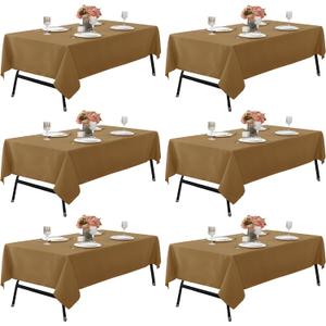 6-Pack 60x102 inch Coffee Table Cloths, Solid Stain and Wrinkle Resistant Oblong Tablecloth, Premium Plain Weave Polyester Fabric Rectangle Table Linen Covers for Hotel, Wedding