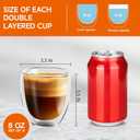 8 Ounces Set of 4 Double Walled Glass Coffee Mugs Insulated Layer Coffee Cups Borosilicate Glass Espresso Double Insulated Clear Glass Coffee Mug for Hot Beverages