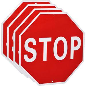 MECCANIXITY 4pcs Stop Sign 24" x 24" Warning Reflective Aluminum Signs for Street Traffic, Octagon Rust Free Sign