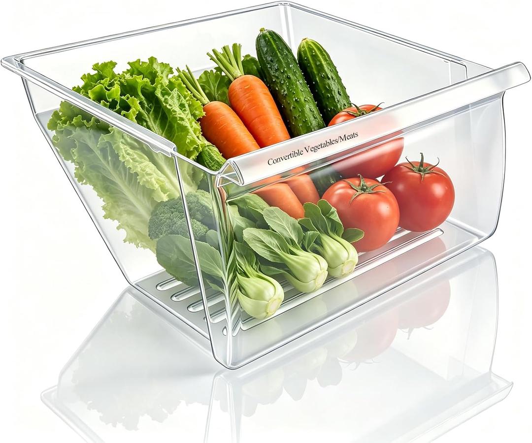 Upgraded 2188664 Crisper Bin (Lower) Replacement for Whirlpool Refrigerator, Refrigerator Drawers, Kenmore Whirlpool Fridge Crisper Drawer Replacement Part WP2188664, 2188664 Fridge Drawer, Clear