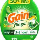 Gain flings Laundry Detergent Pacs, 112 Count, Original Scent with Oxi Boost and Febreze, 3-in-1, HE Compatible