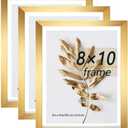 Set of 3 8x10 Picture Frame Gold can Display 5x7 Picture with Mat on the Wall